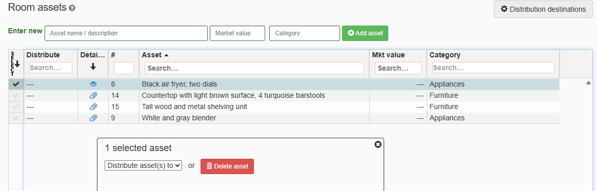 The "Delete assets" button popover