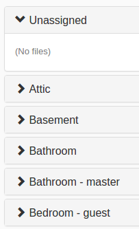5 panels with room names
