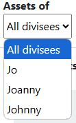 Divisees drop down