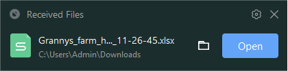 The downloaded file toast