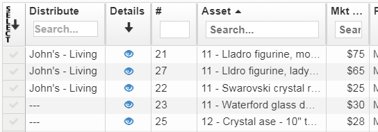 The edited assets on the grid