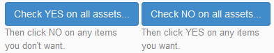 "Check YES on all assets" and "Check NO on all assets" buttons