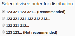 The order for distribution selection box